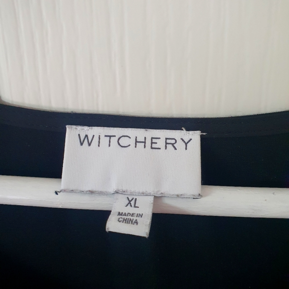 Witchery Black Top with flowy sheer sleeves Size XL - Picture 3 of 8